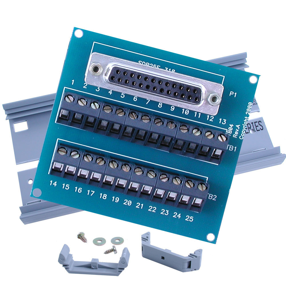 25 Pin Terminal Block with Track and Clips